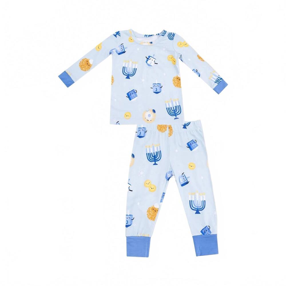 NEW ANGEL DEAR boys long sleeve loungewear set in hanukkah blue